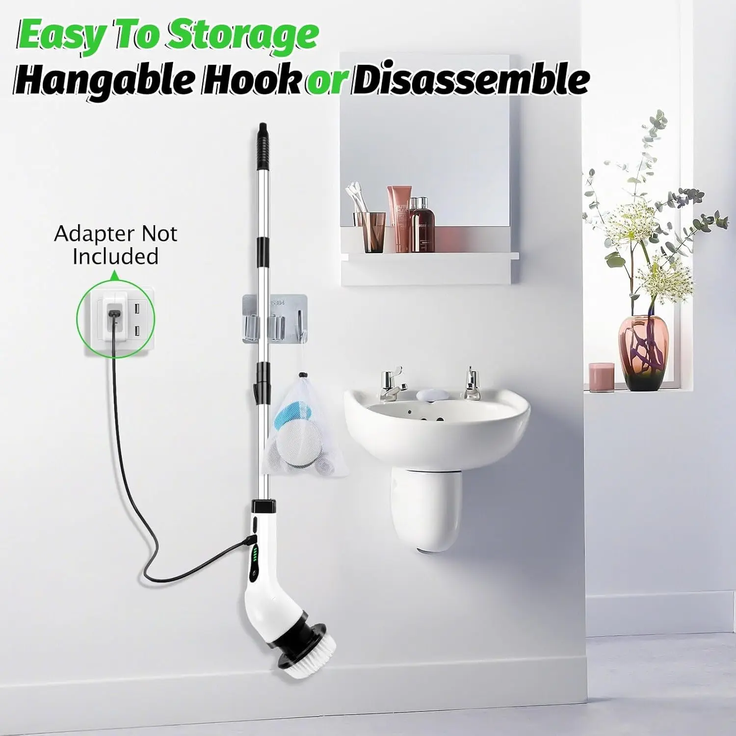 Electric Spin Scrubber, Cordless Waterproof Cleaning Brush with 9 Replaceable Heads, 1.5H Battery, Dual Speed, 2024 New for Bath