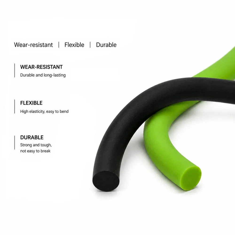 Dia 6mm Solid Natural Latex Strip High Elastic Aging Resistance and Shock Absorption Sealant Black/Bright Green Rubber Strip