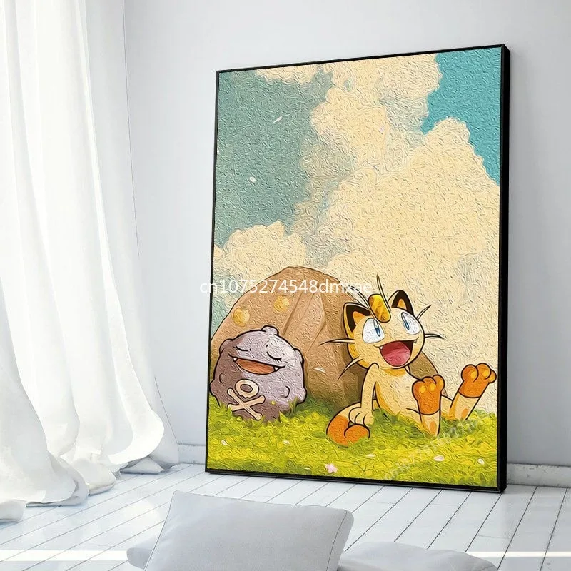 Canvas Japanese Anime Peripheral Pokemon Wall Art Stickers and  HD  Posters Room Bedroom Decoration Children's Gift Picture