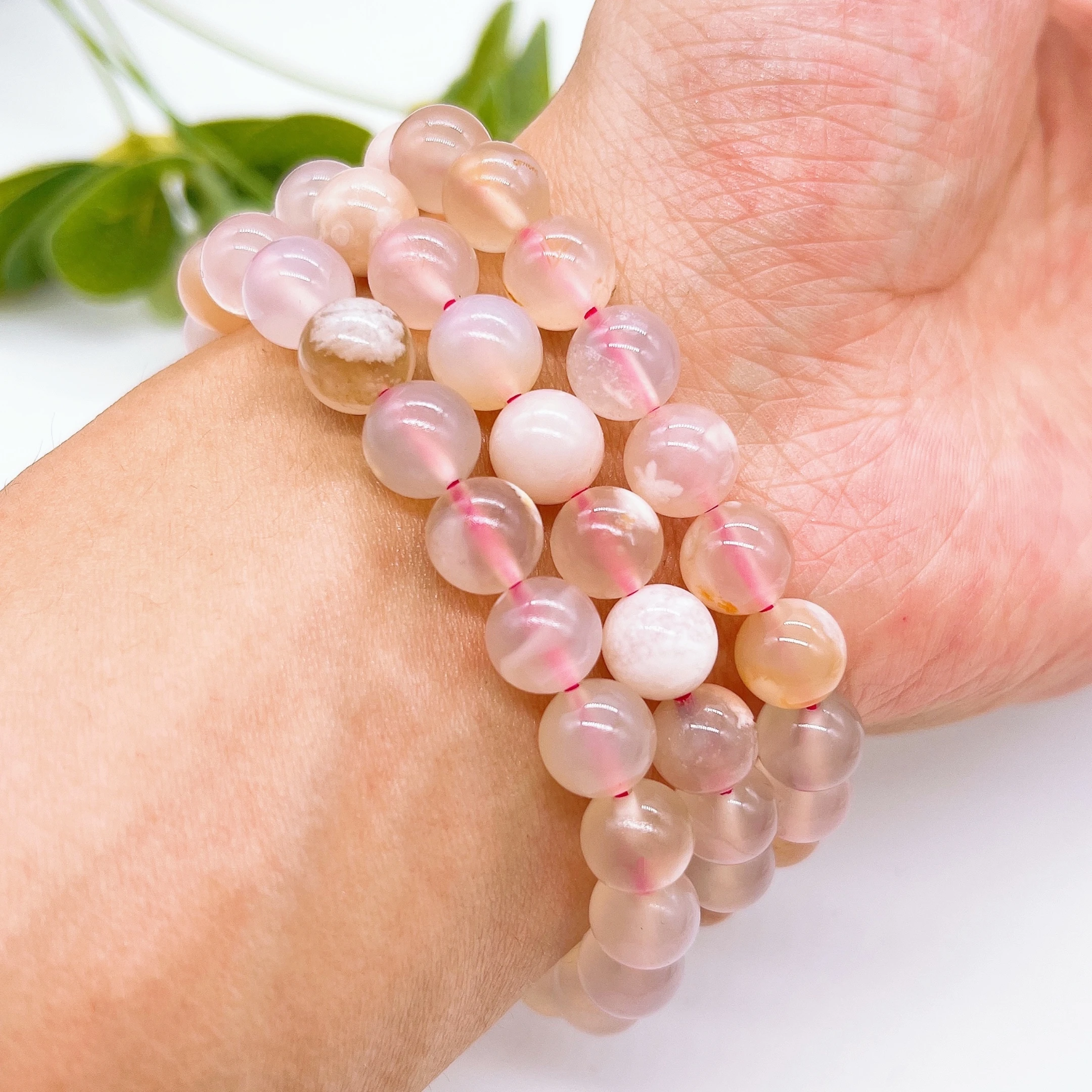 Natural Flower Agate Beaded Bracelet Rock Crystal Stone Reiki Healing Beads Fashion For Men Women Bangles Yoga Jewelry Gift