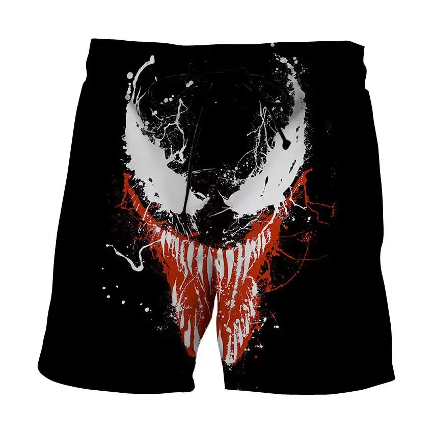 Summer Marvel 3D Domineering Superhero Venom Print Beach Shorts Hawaiian Pool Party Swim Trunks Shorts Men\'s Casual Shorts