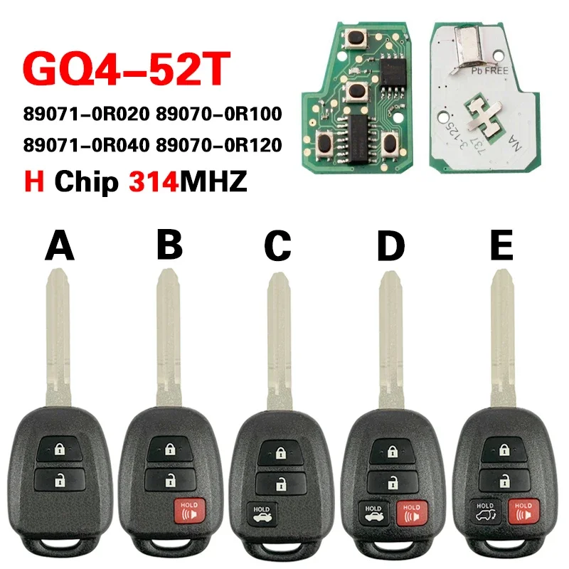 

CN007251 Aftermarket брелок с дистанционной головкой 89071-0R020 89070-0R100 GQ4-52T 314 МГц H чип для Toyota RAV4 Highlander 2013-2019