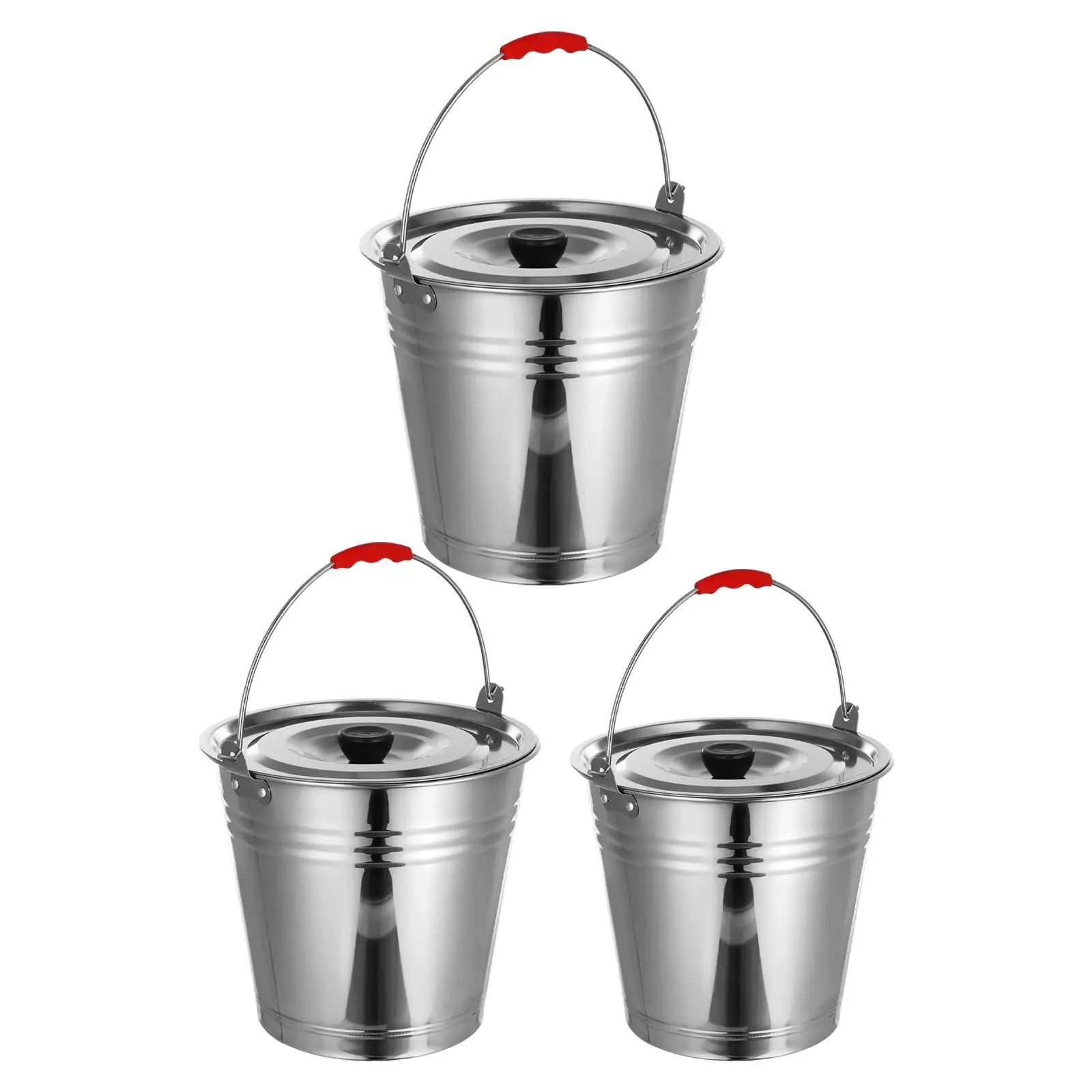 Ice Bucket Stainless Steel Bucket with Lid Milk Can Beverage Bucket with Handle Milk Pail Wine Bucket for Party Entertaining