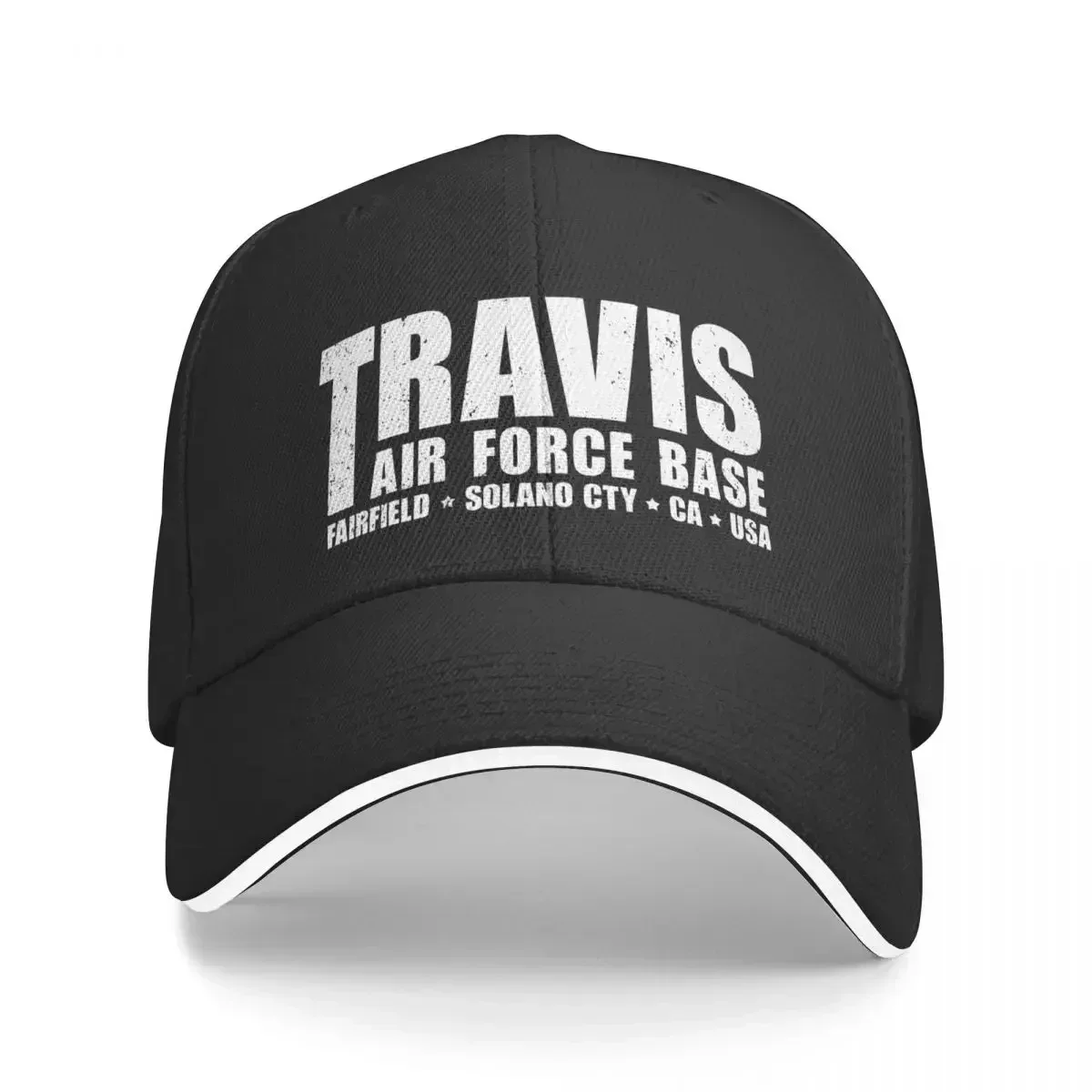 Travis Air Force Base Text Baseball Cap Designer Hat Thermal Visor Big Size Hat Girl Men's