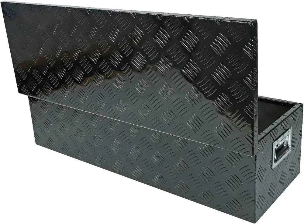 39 "X13" X10 "NERO PICKUP IN ALLUMINIO CAMION TRASCO LETTO SCATOLA DE TOOL TRAILER STORAGE + BLOCCO + 2 maniglie + 2 aste ad aria GJX-1015