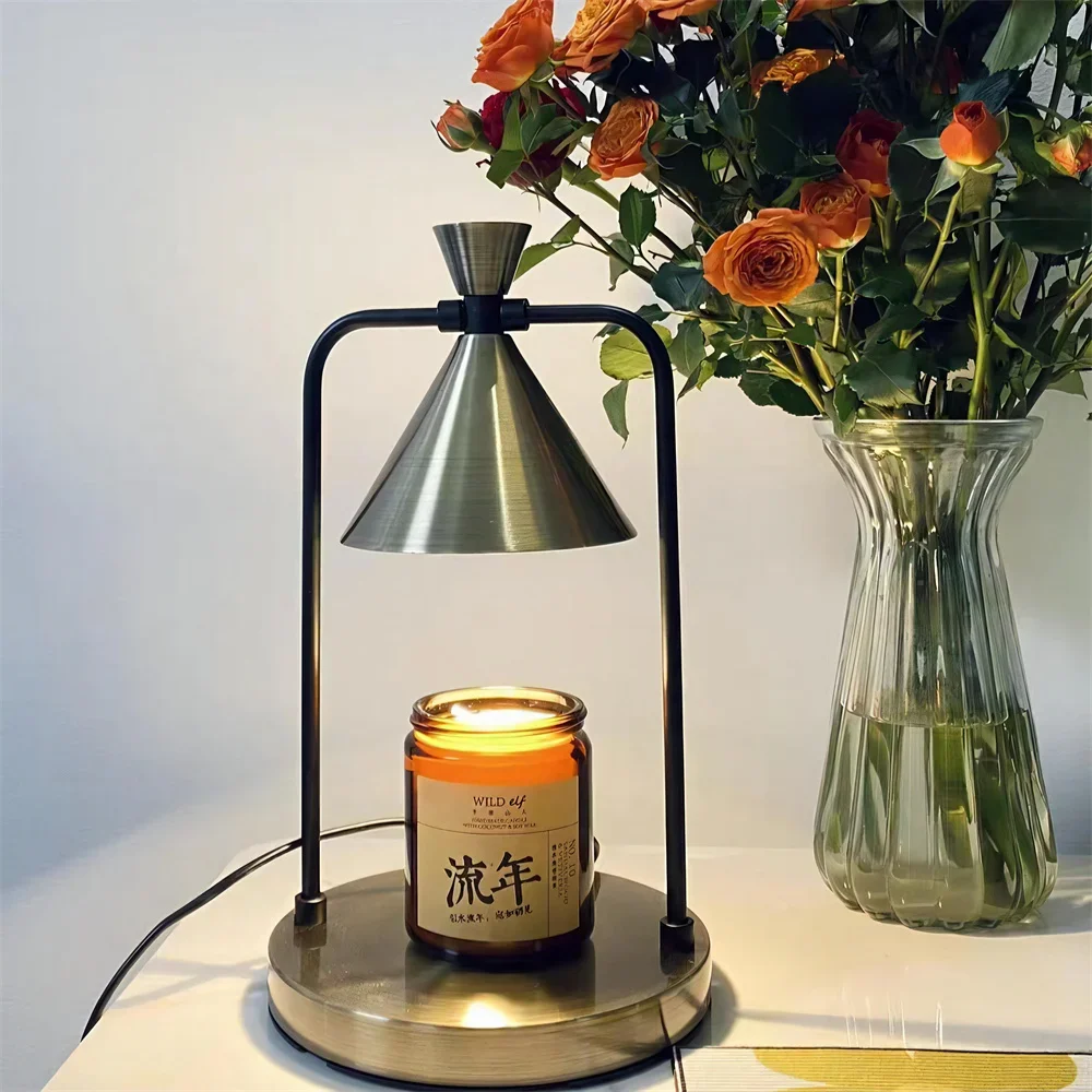 Candle Warmer Electric Wax Melt Lamp Dimmable Aromatherapy Table Lamp Candle Melting Diffuser Bedside Warmer Light