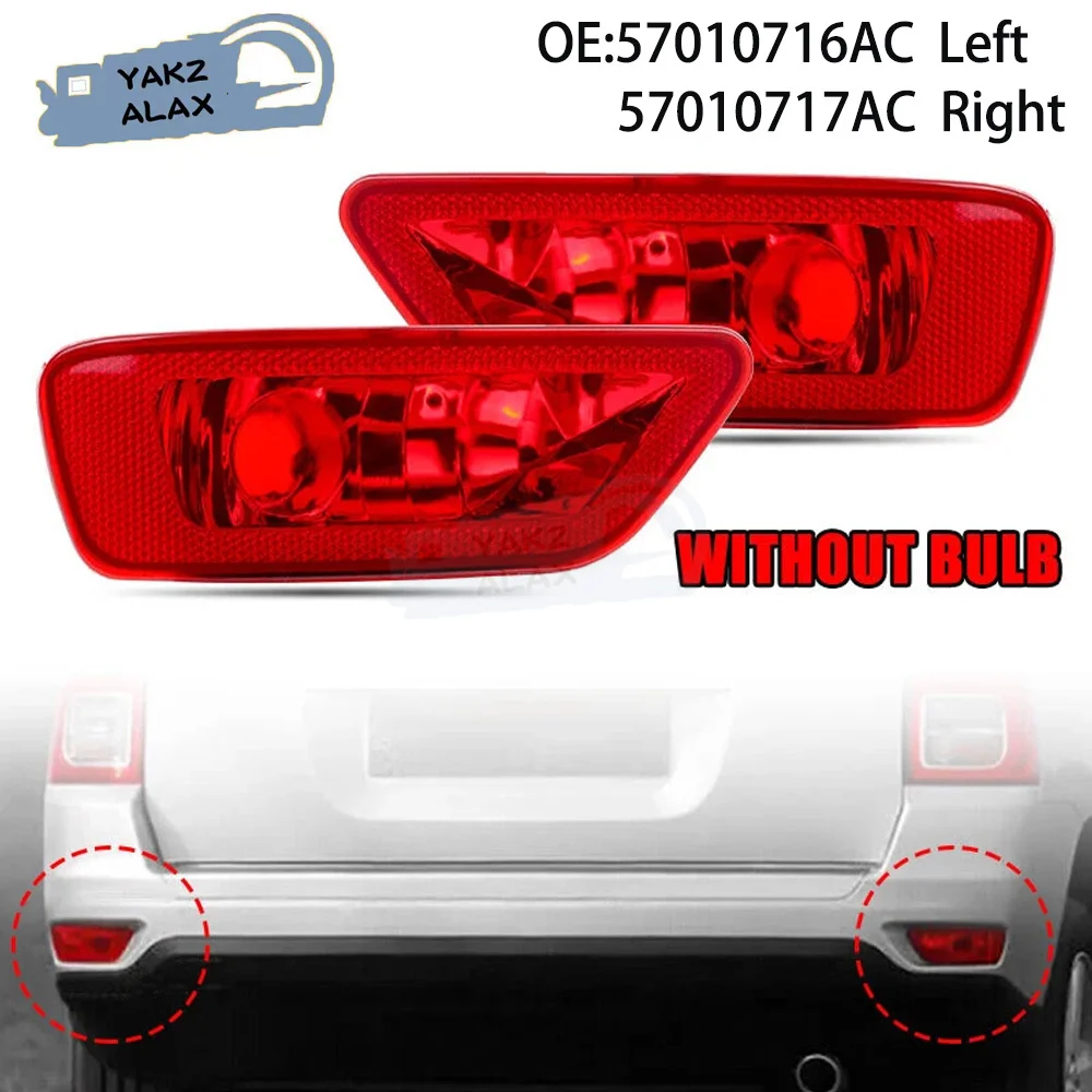 Red Rear Bumper Reflector Fog Brake Light Cover for Jeep Grand Cherokee Compass Dodge Journey 2011-2016 57010716AC 57010717AC
