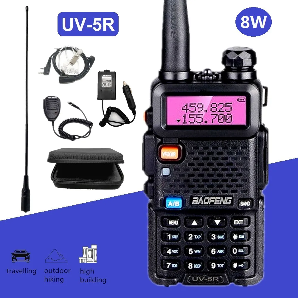 

Free Shipping uv5r BAOFENG UV 5R 8W Walkie Talkie Dual Band Ham Radio Station Scanner Radio Transceiver UV-5R 8watts for Hunting