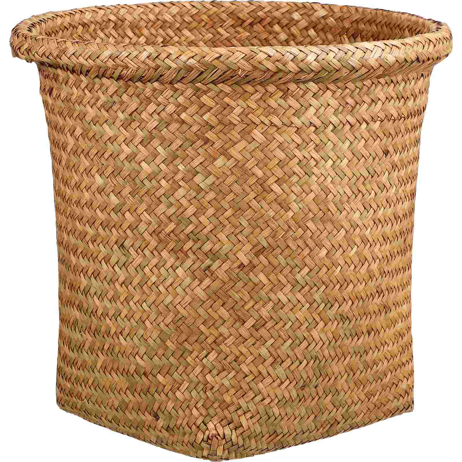 

Round Seaweed Hamper Laundry Basket Wicker Trash Can Rattan Storage Baskets Bedroom