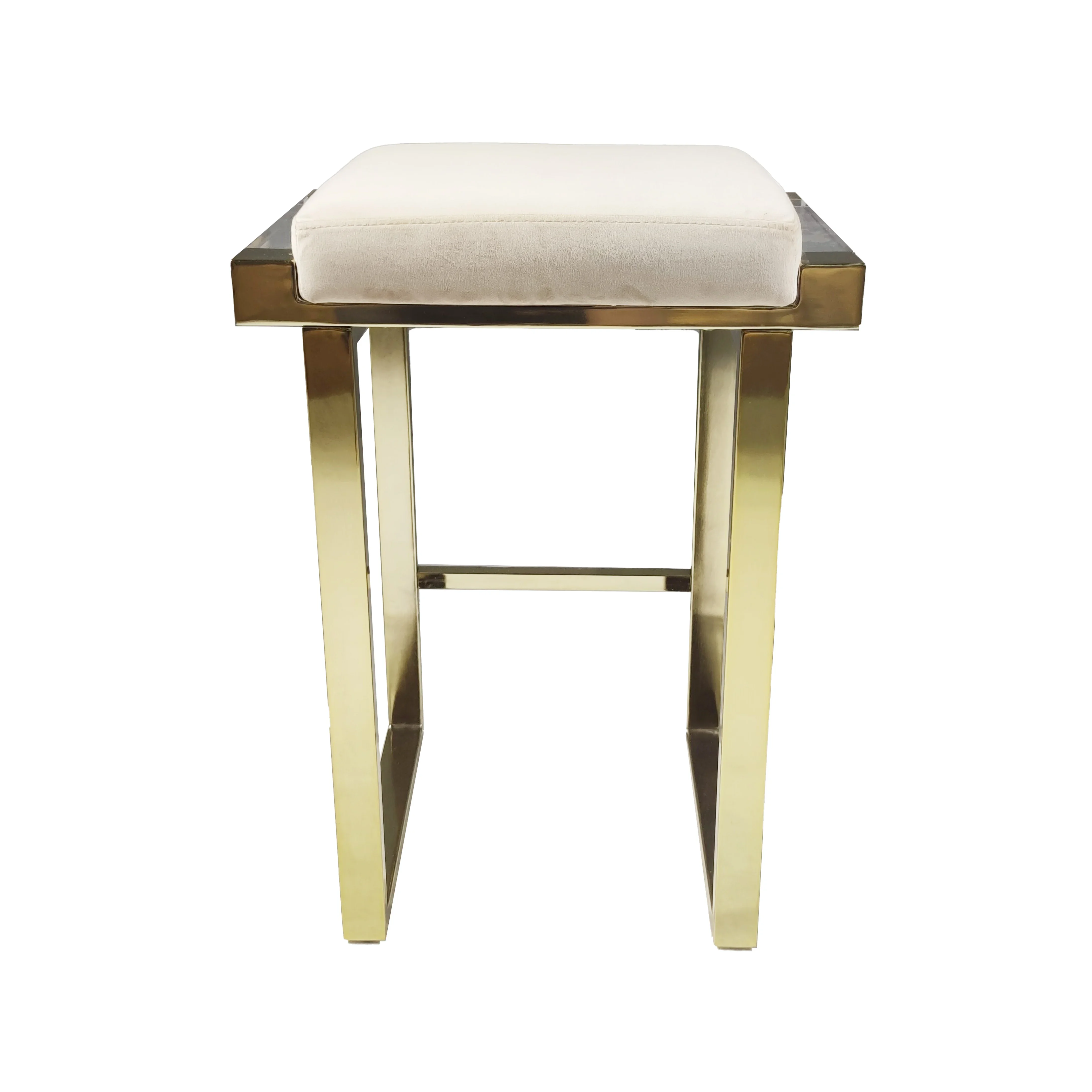 

ChinaFurniture Manufacturing Factory Modern Light Luxury Velvet Stainless Steel Square Bar Stool