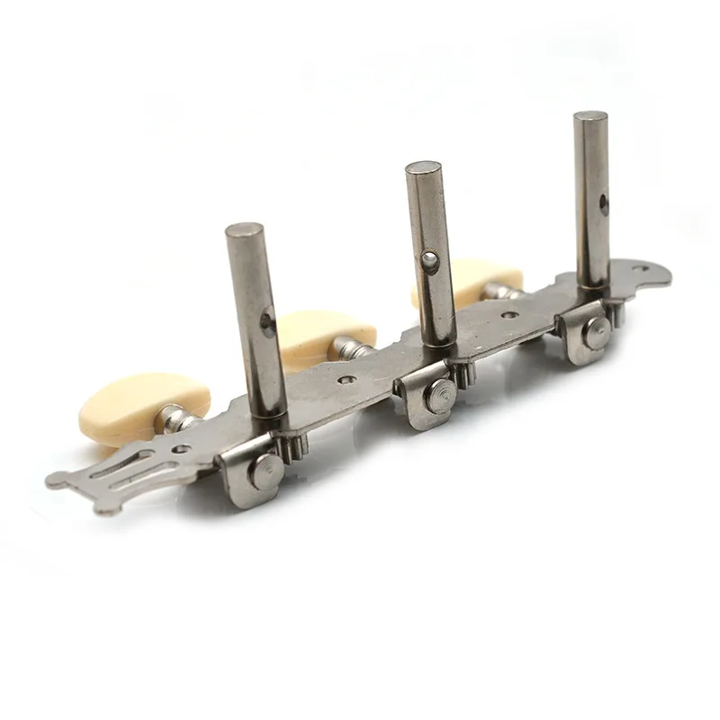Classical Guitar Tuning Machines 3-on-a-Plate, Long 3-In-Line Tuners 1L1R for Classical Guitar, Chrome Guitar String Pegs