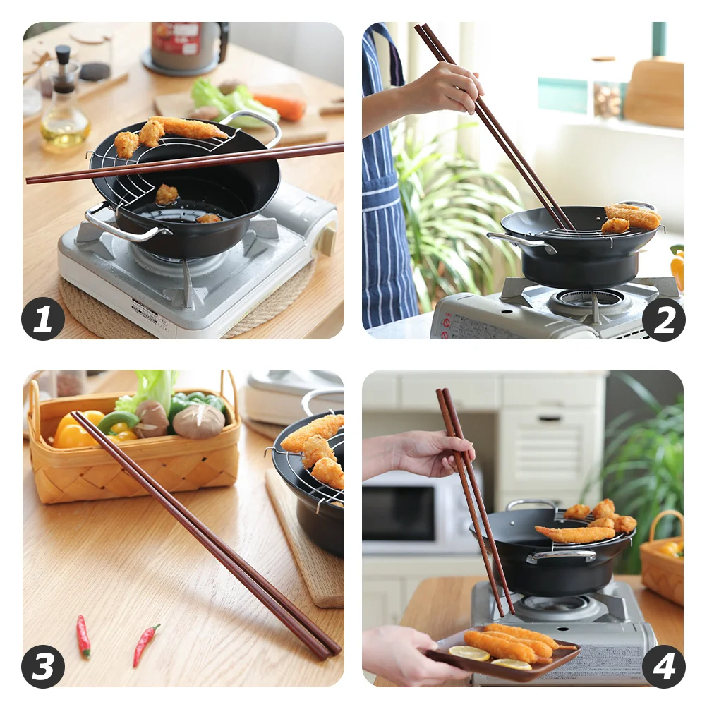 

2pcs Anti-Slip Long Wooden Chopsticks For Hot Pot Cooking Reusable Heat Resistant Kitchen Utensils Noodles Bbq Frying Stir Fry