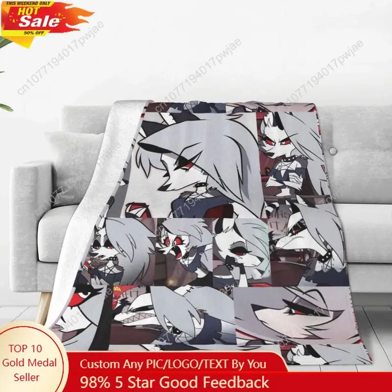 Loona Collage Wool Blanket Helluva Anime Customized Throw Blanket for Bed Sofa Couch Plush Thin Quilt Custom blankets