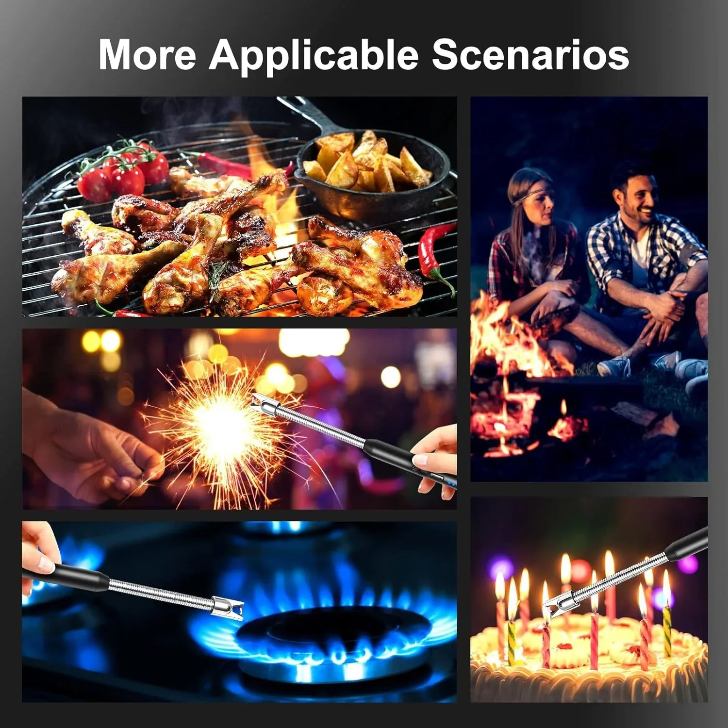 3pcs Rechargeable Electric Lighters, TYPE-C Plasma Arc Kitchen Lighter, Windproof Arc Lighter, Candle Lighter, BBQ Grill Lighter view 6