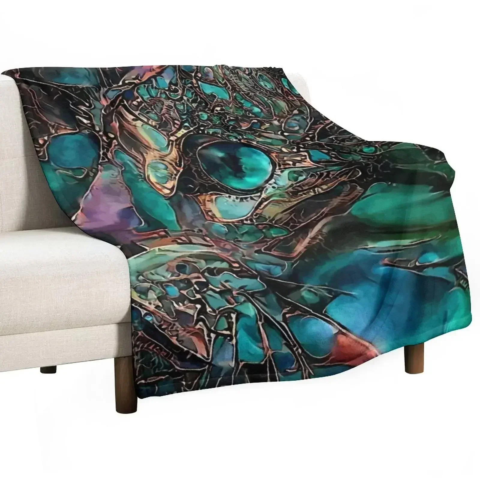 Esmeralda - cat, chat, cat - lea roche paintings Throw Blanket Quilt Decorative Sofas Tourist Sofas Blankets