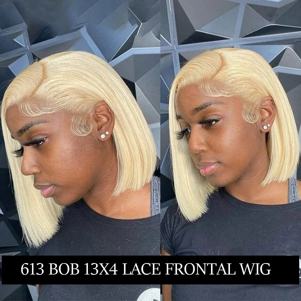 

Straight Human Hair Wig For Women 613 Blonde 13x4 Lace Frontal HD Transparent Lace Short Bob Human Hair Wigs Pre Plucked