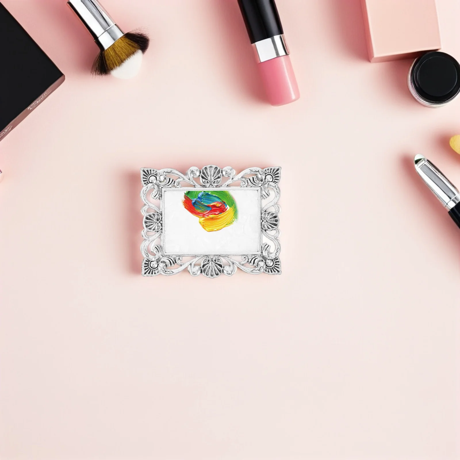 

4pcs Vintage Mixing Palette Resin Color Display Board For Nail Art Manicure Tool Storage Non-Slip Easy Clean Portable Nail