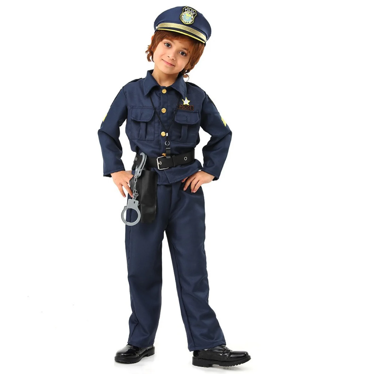 Kids Police Costume Set with Walkie-talkie Toys and Telescope for Pretend Play Adventures