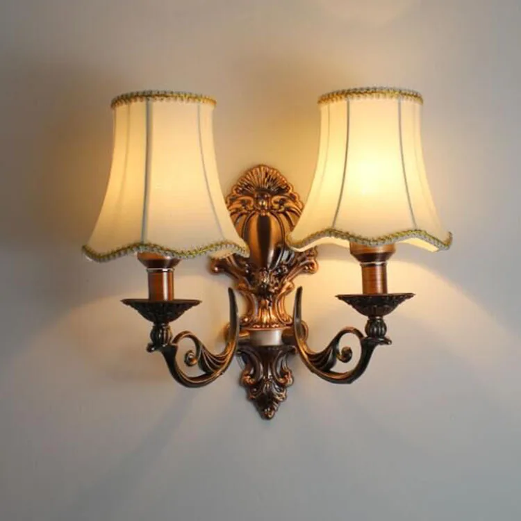 

Simple and fashionable fabric wall lamp, bedroom bedside living room corridor LED European antique wall lamp