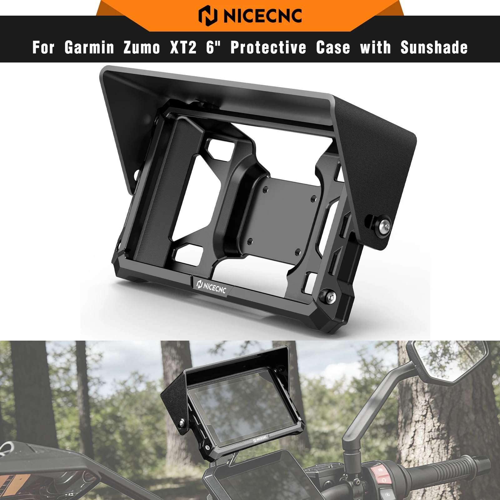 NICECNC Garmin Zumo XT2 6-inch Case Protector Adjustable Sun Visor For KTM EXC 300 Husaberg Husqvarna Honda Beta GasGas Yamaha
