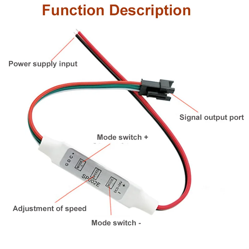 1/5PCS WS2812B WS2811 RGB Led Strip Controller 3Pin Snap-in JST Connector Mini 3 keys for Pixel LED Strip Light DC5V-24V