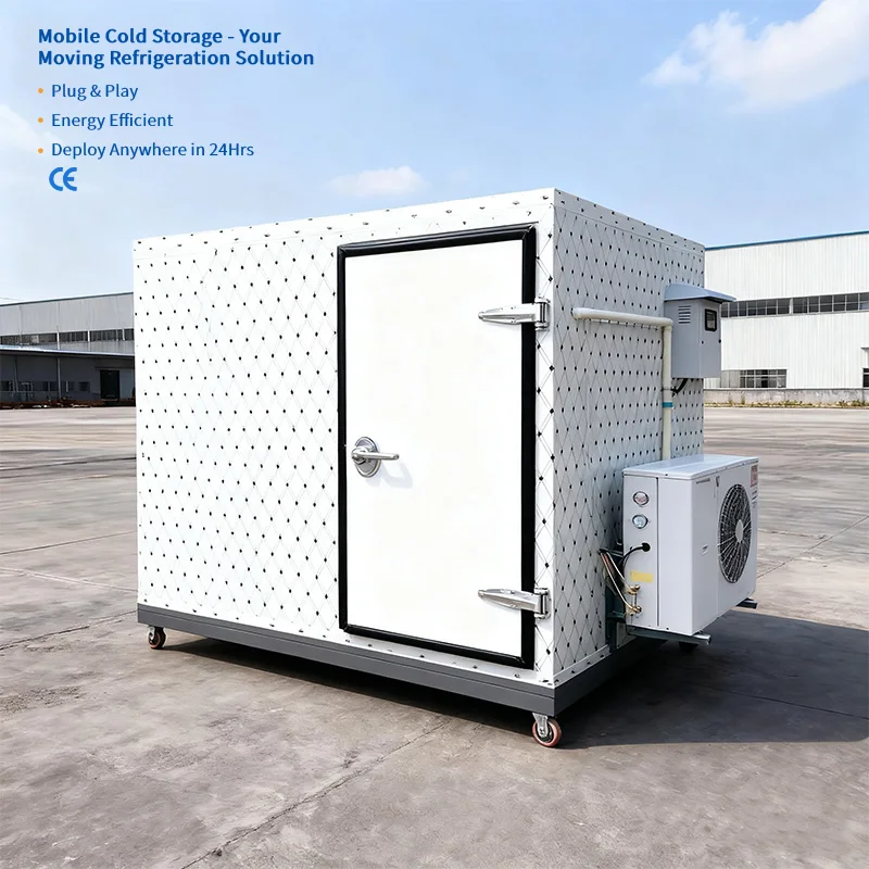 Customized Mobile Cold Room Caster Wheeled Base Flexible Relocation Between Farm Orchard Market And Processing Workshop Areas