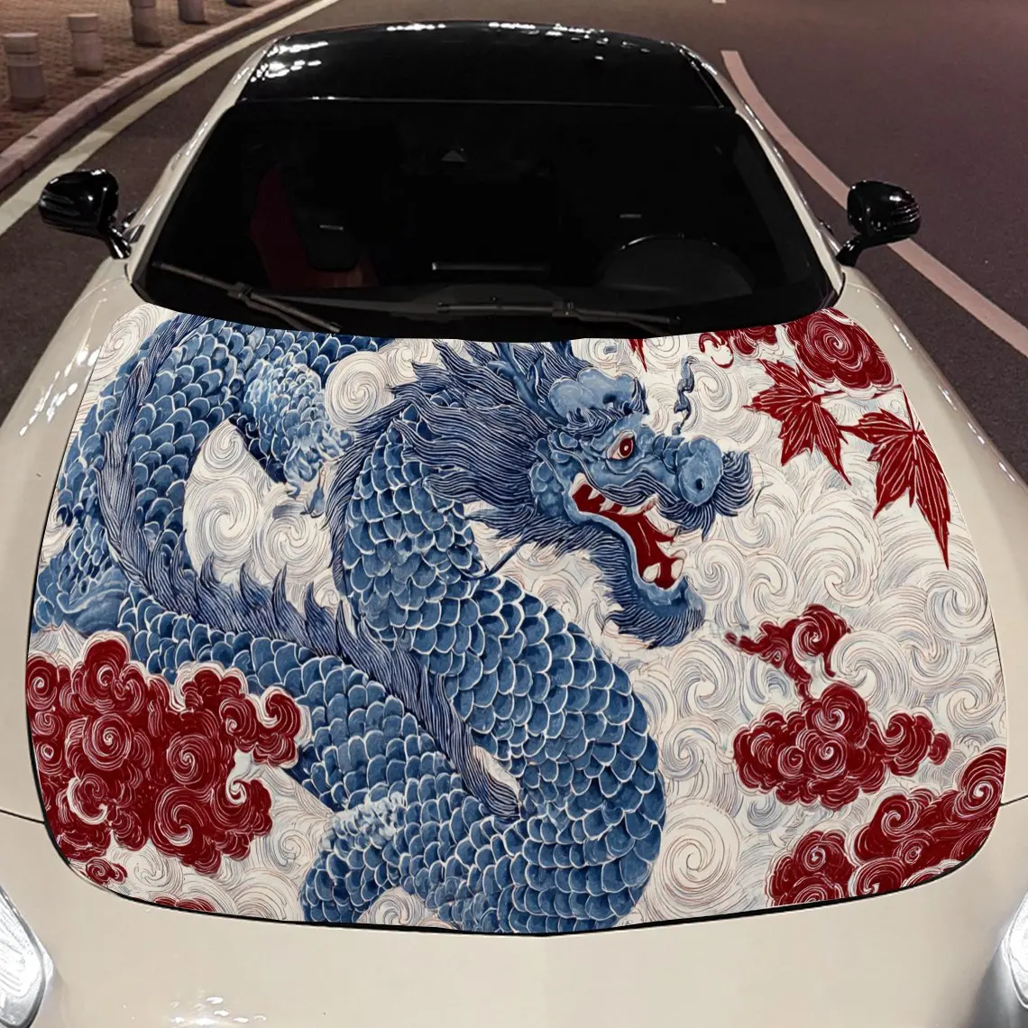 

Retro Dragon King print,car hood stickers,PVC waterproof Self adhesive car hood sticker,car hood decoration protection stickers,