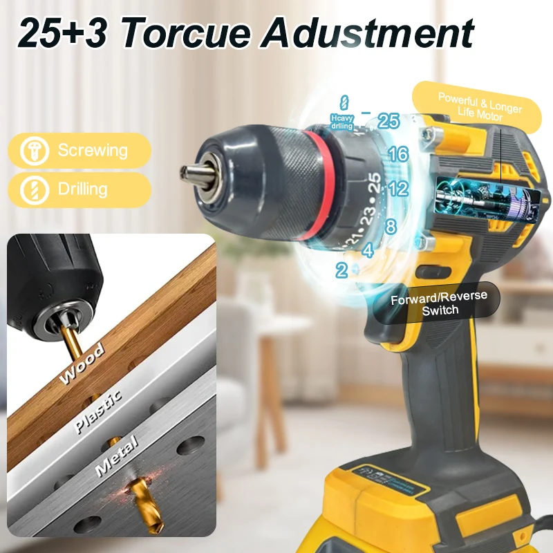 TKCB-Brushless Electric Drill Cordless Impact Drill Electric Screwdriver Ice Breaking Home Diy Power Tool For Makita 18v Battery