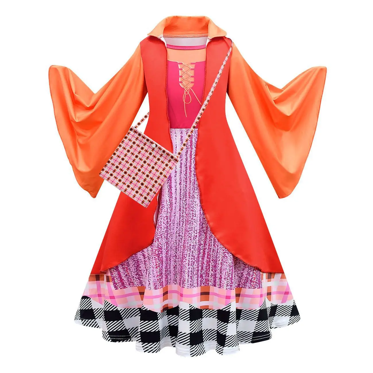 Niedriger Preis heißer Verkauf Hocus Pocus 2 Sanderson Schwestern Cosplay Orange Vintage Kleid Kostüm Halloween Kind