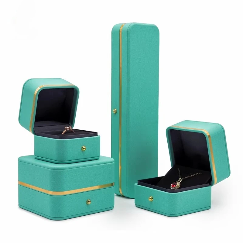 Light Luxury PU Leather Jewelry Box Pendant Necklace Ring Storage Case PU Leather Jewelry Packaging