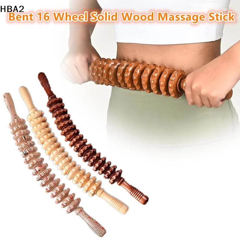 

【H】Body Fascia Massager Anti-slip Handle Wood Grooved Gear Arms Legs Thighs Buttocks Smooth Roller Massager For Back Relaxation
