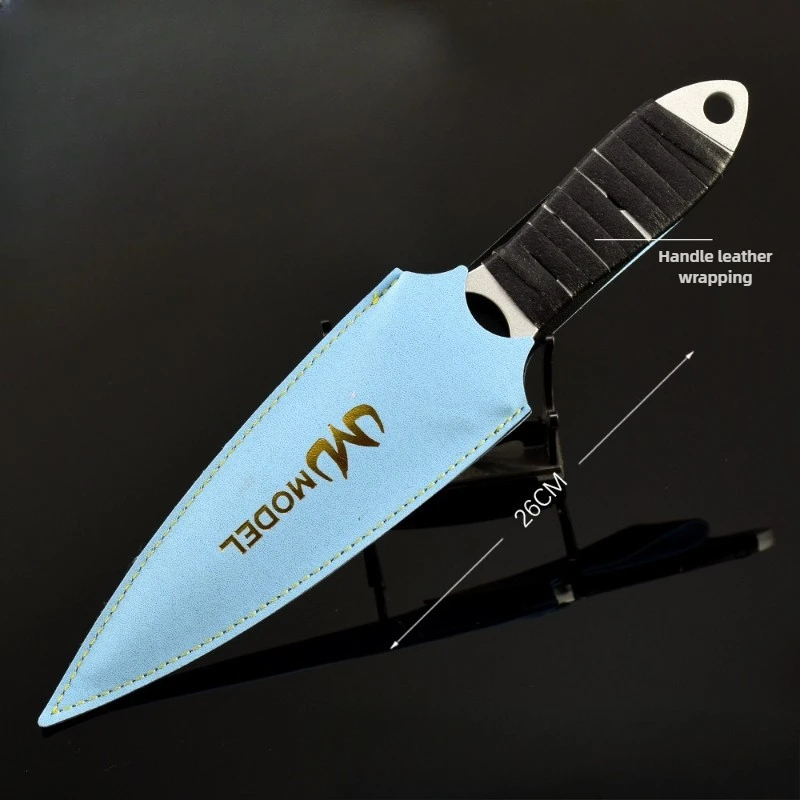 26cm/10,23 GO juego cuchillo de esqueleto periférico Color degradado arma modelo con cubierta de cuero adornos artesanales de Metal juguetes para niños regalo