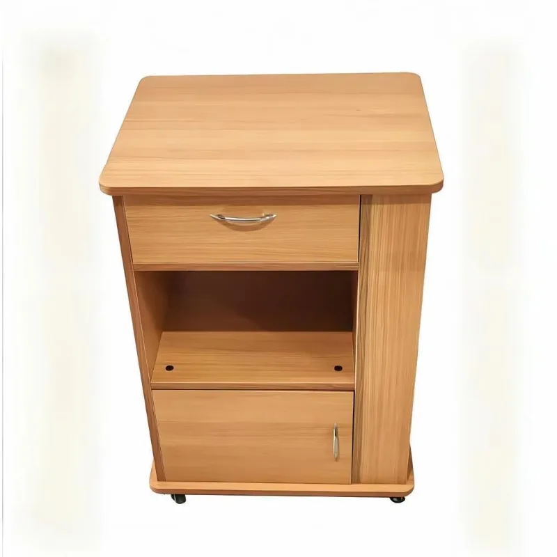 خزانة خشبية عملية قابلة للسحب مخصصة من الشركة المصنعة، عجلات طاولة بجانب السرير في المستشفى، أثاث تخزين خزانة صالون التجميل #4