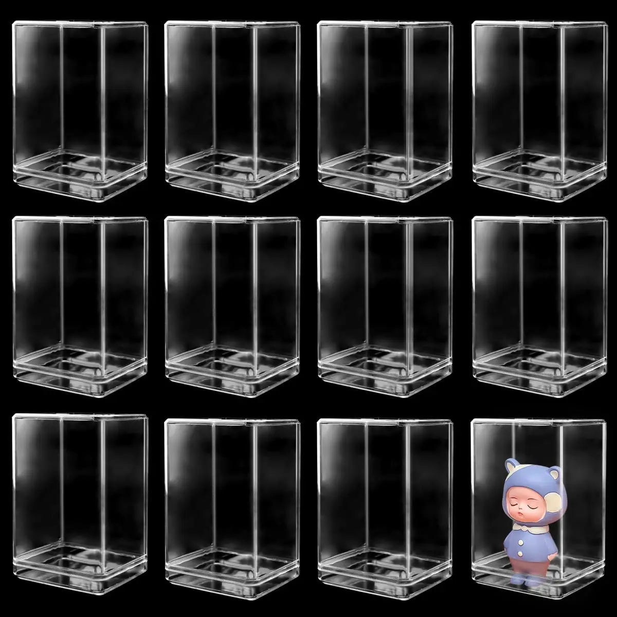 

12/6PCS Stackable Display Case Clear Cabinet Stand Free Standing Showcase for Mini Figures Collectibles Toy Doll Collectibles