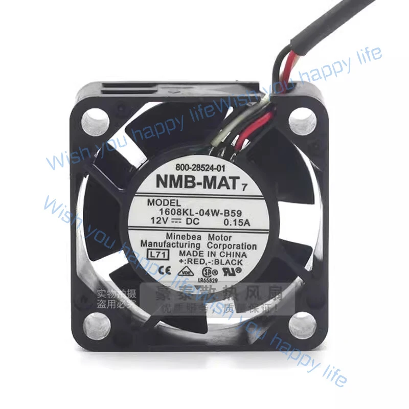 L... NMB 1608KL-04W-B59 4020 DC12V 0.15A 4CM 3-Wire Inverter Cooling Fan