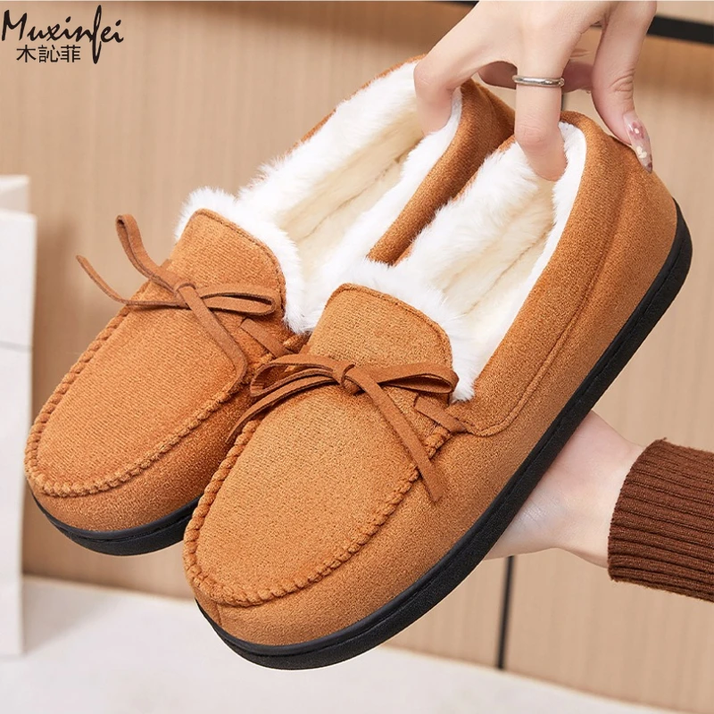 حذاء نسائي شتوي جديد مع حذاء قطني سميك مخملي مضاف، حذاء قصير منزلي مريح ودافئ ومتعدد الاستخدامات #5