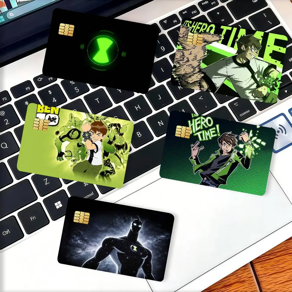 Cartoon B-Ben 10 adventure Credit Card Decorative Card Stickers Suitable For Bank Cards Metro Transit Anti-scratch Gift 4PCS