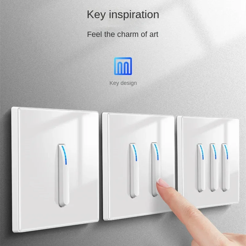 

White Glass Piano Button Wall 220V Light Switch Panel,European Reset Through Switch on/off,Electric Socket with Usb Charging