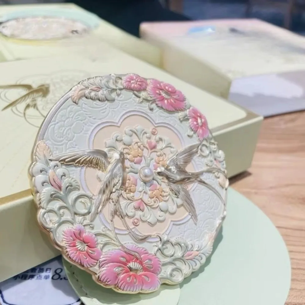 Trendy Vintage Mini Mirror Chinese Style Peony Delicate Flower Cosmetic Tools Portable Pocket Make-up Mirror Gift