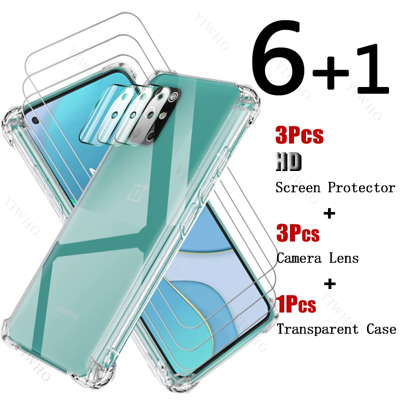 Gehard Glas Schermbeschermer Voor Oneplus 8 T + 5G Zachte Siliconen Schokbestendige Behuizing Veiligheidscamera Lens Voor Oneplus 8 T 8 T + Plus Hd