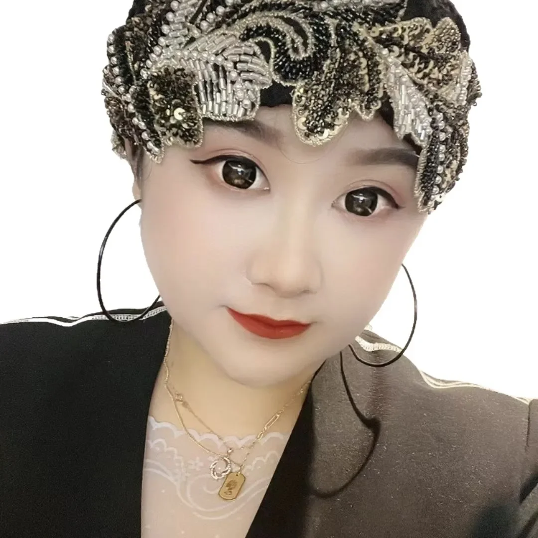 Moda pizzo ricamo berretti berretto con perline turbante hijab sottoscocca donne musulmane cappello cofano berretti fascia per capelli foulard fascia