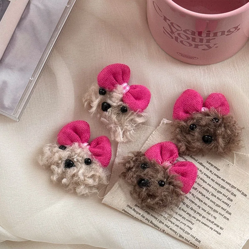 Cute Lamb Fur Hair Clip Small Mini Puppy Dog Animal Autumn Winter Plush Sweet Barrettes Women Hair Accessories Hairpins Side Pin