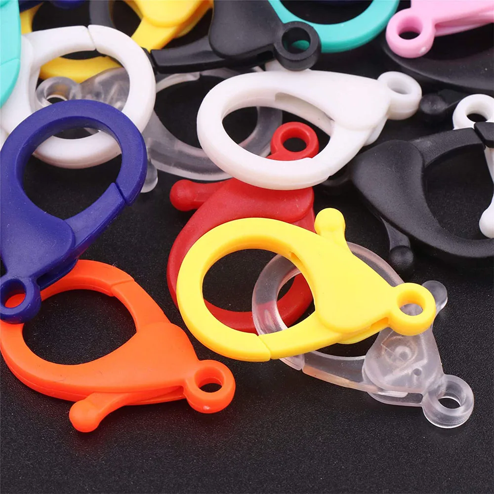 35mm Colorful Plastic Lobster Clasps Key Chain Key Ring Lamp Shape Buckle Snap Hook For DIY Jewelry Making Findings Wholesale