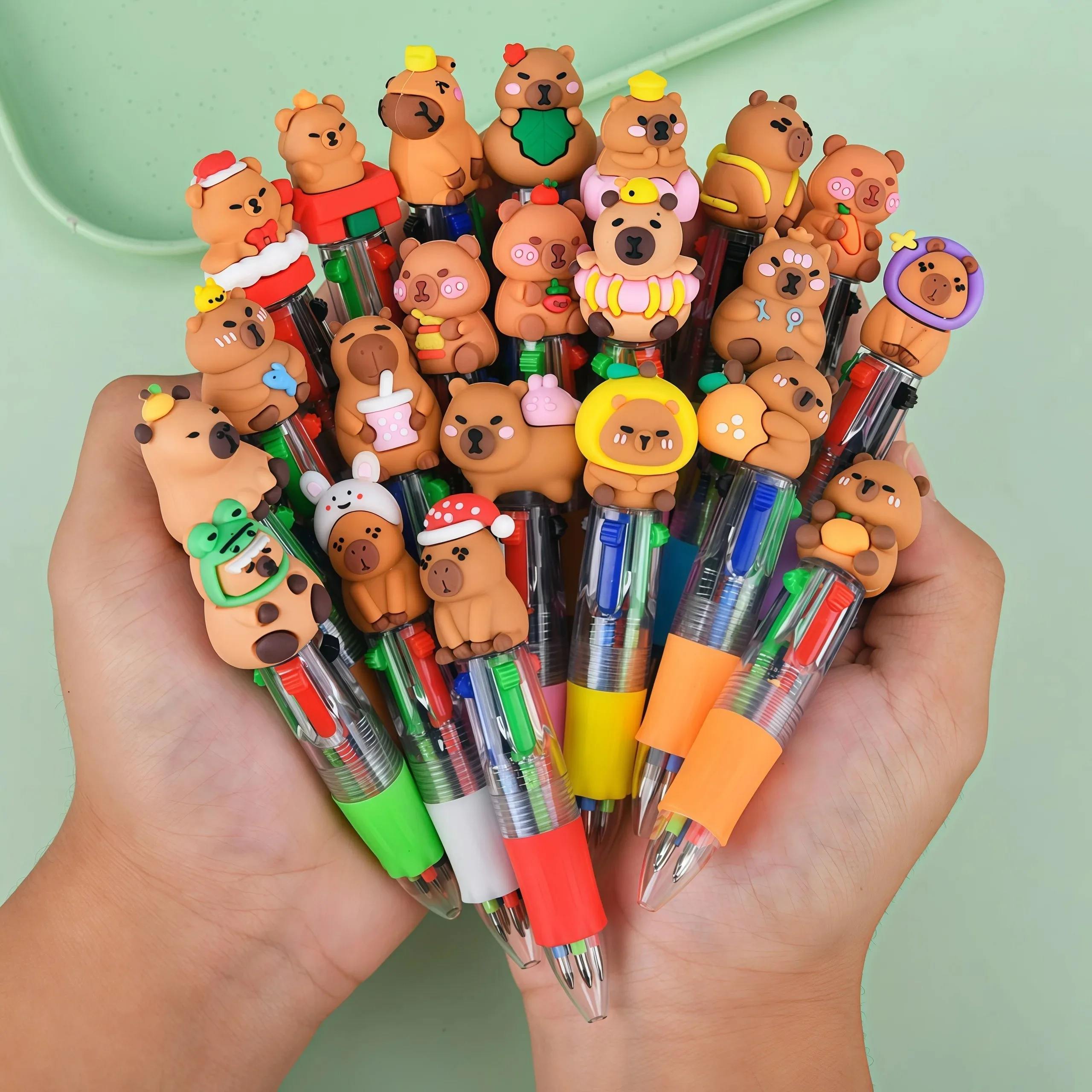 

Cartoon Cute Capybara-Shaped 4-Color Ballpoint Pen, Portable Multi-Color Retractable Pen for Kids' Journaling