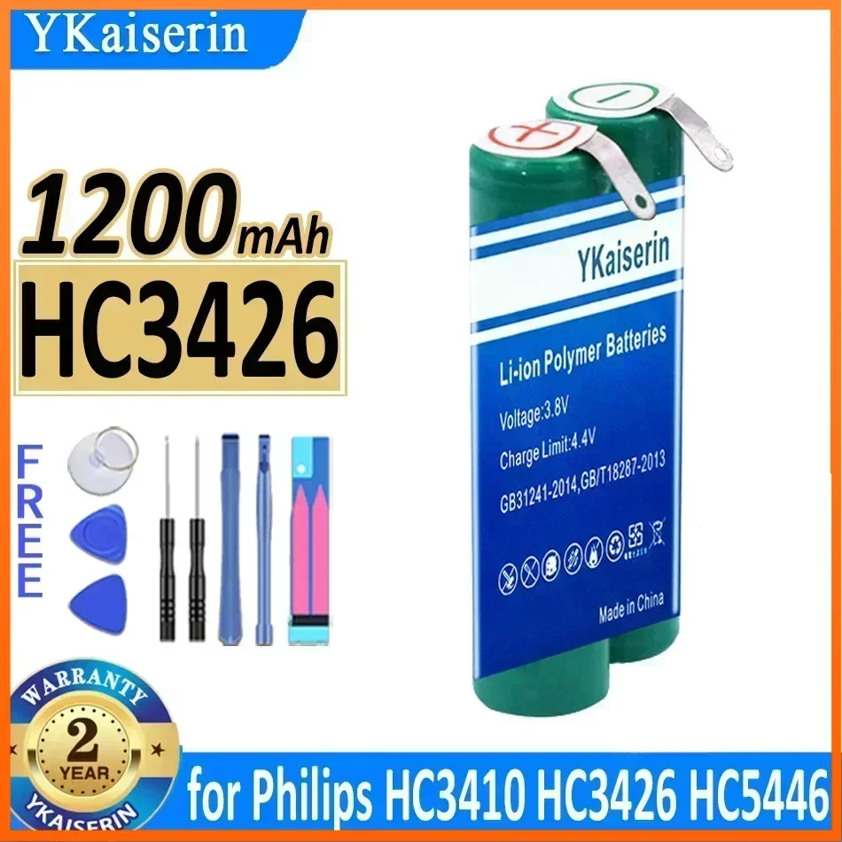 YKaiserin 1200mAh Battery for Philips HC3410 HC3426 HC5446 HC5447 HC5450 BT9290 QC5130 Electric Shaver Mobile Phone Batteries