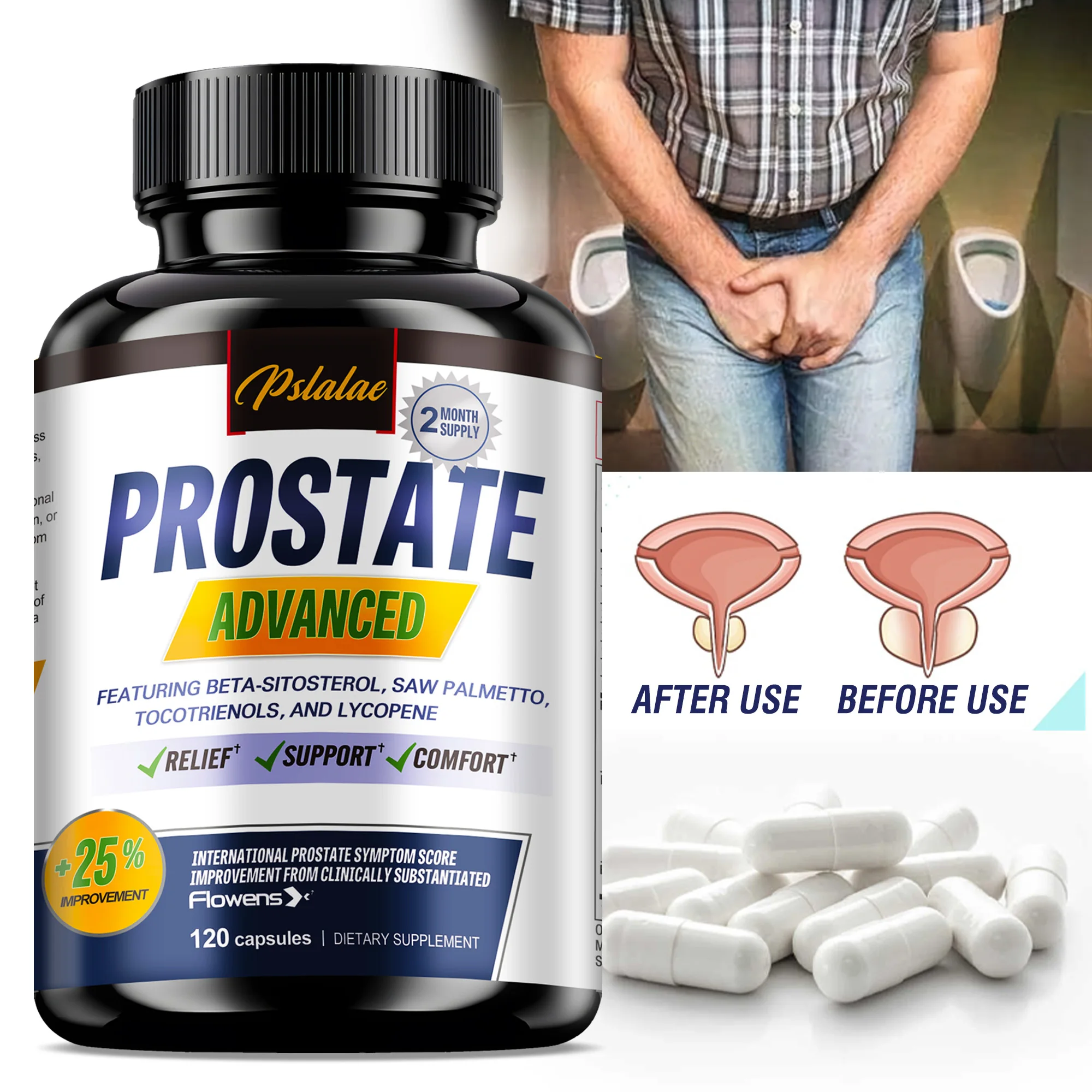 

Prostate - with Saw Palmetto, Lycopene, Nettle, Cranberry, Premium Formula - 120 Capsules