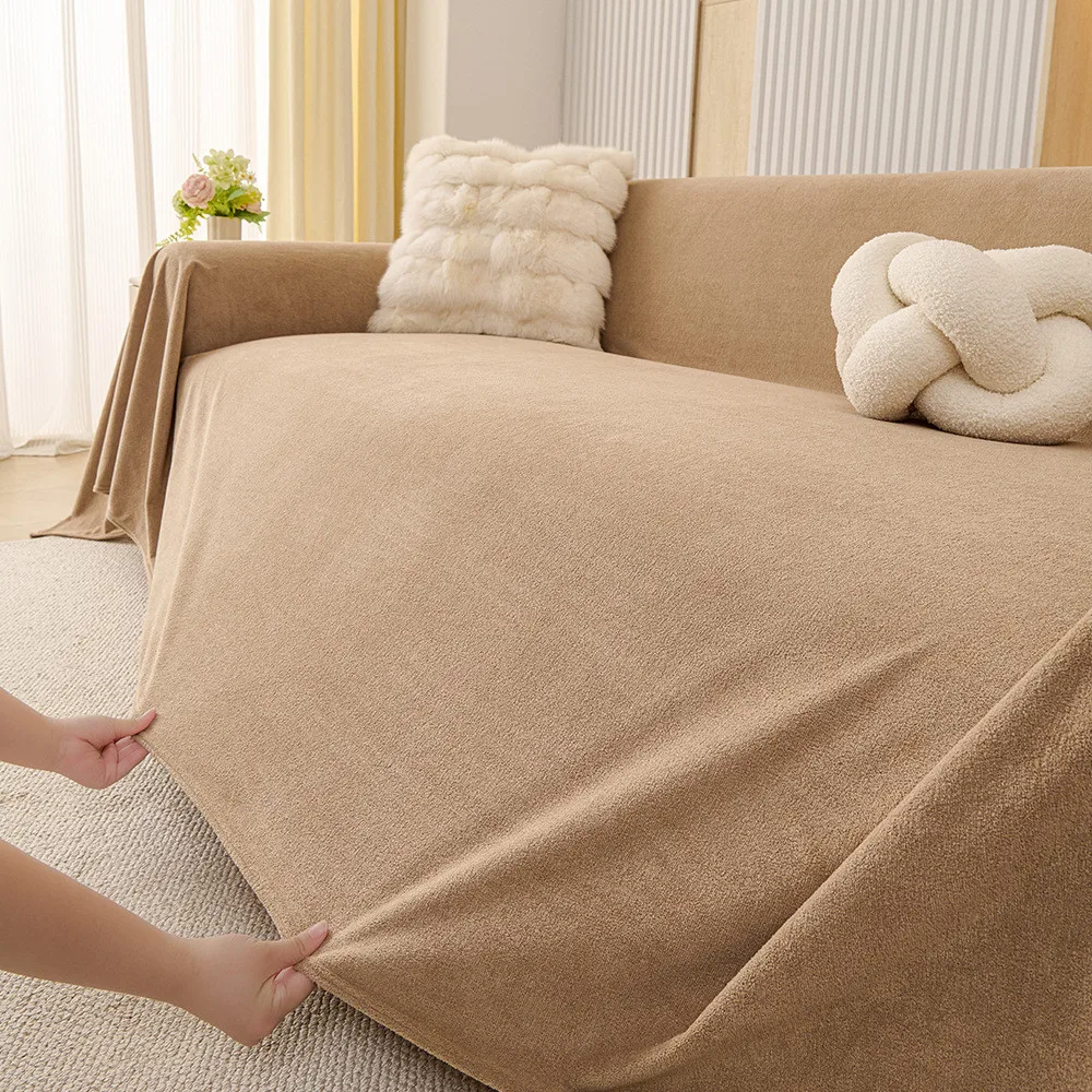 1Pcs Four Season Chenille Solid Color Simple Sofa Cushion Non-Slip One-piece Waterproof Living Room Couch Cover