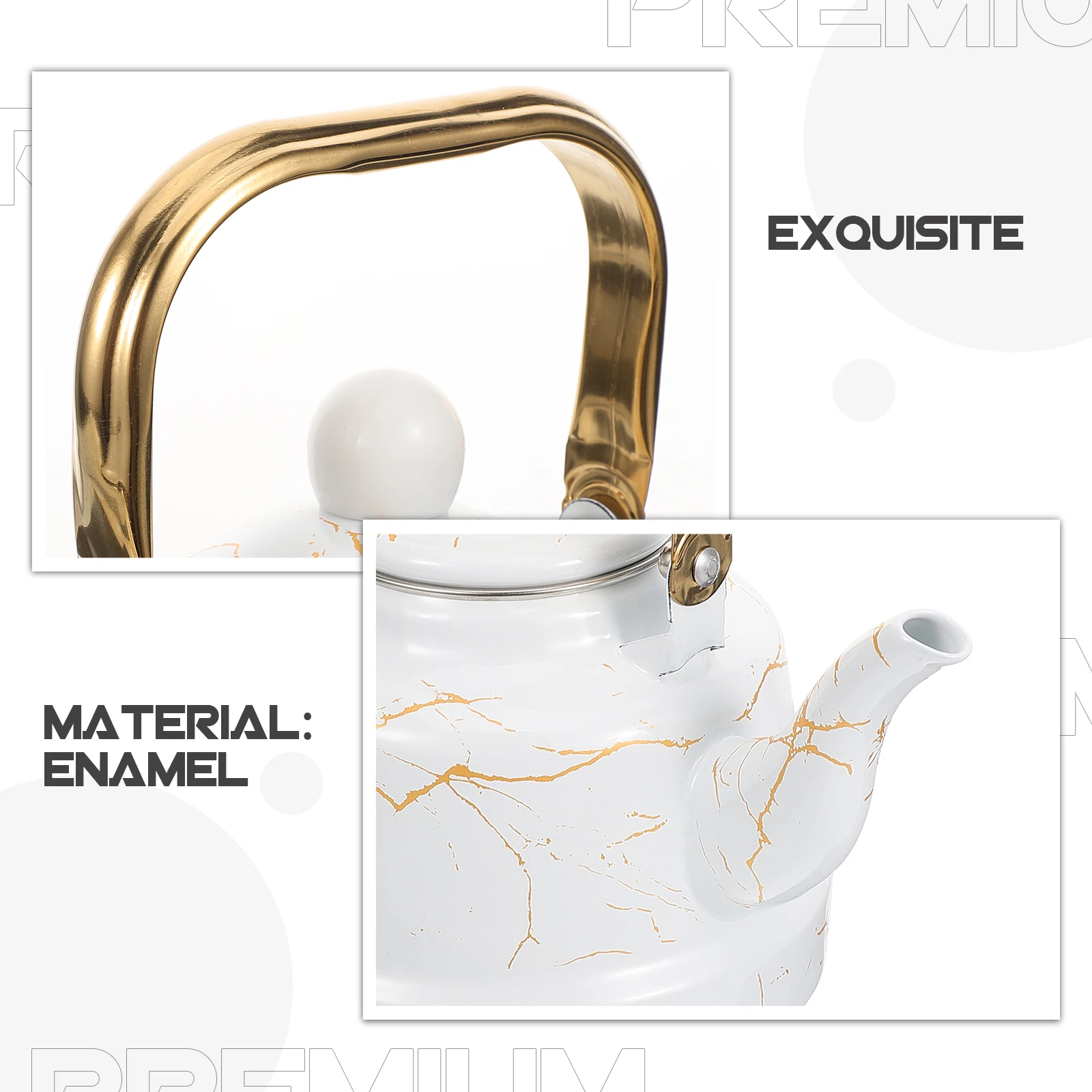 

Marble Patterned Enamel Tea Pot Thickened Household Water Kettle Kitchen Teapot Food Grade Portable Boiling Pot Stress Relief