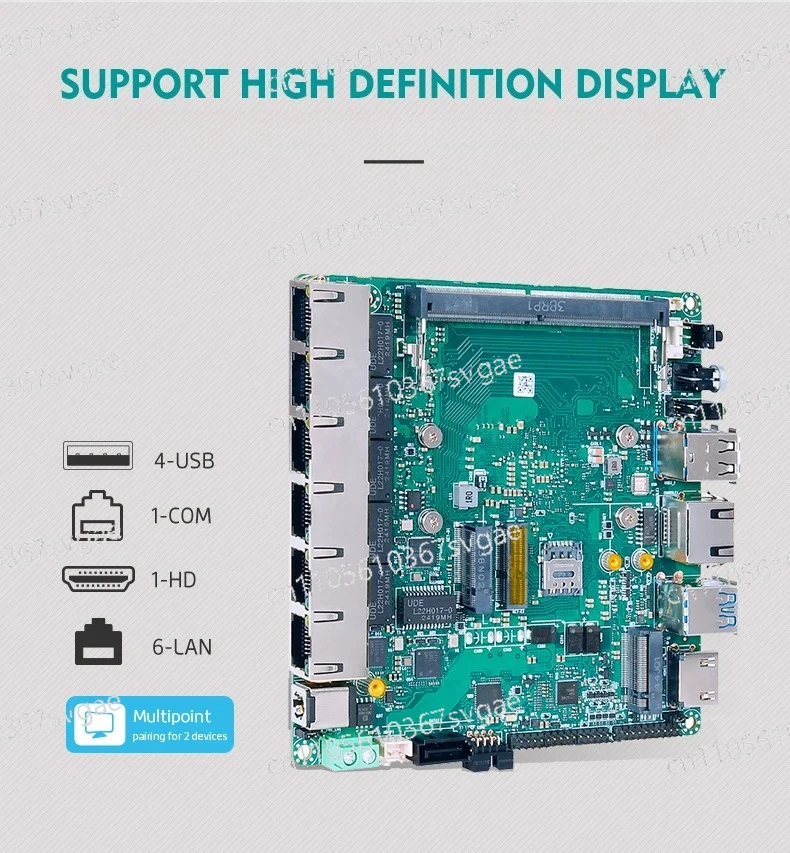 12th Gen Industrial Firewall Motherboard N100 N305 6 Port Gigabit LAN 8GB 16GB RAM For Network Security