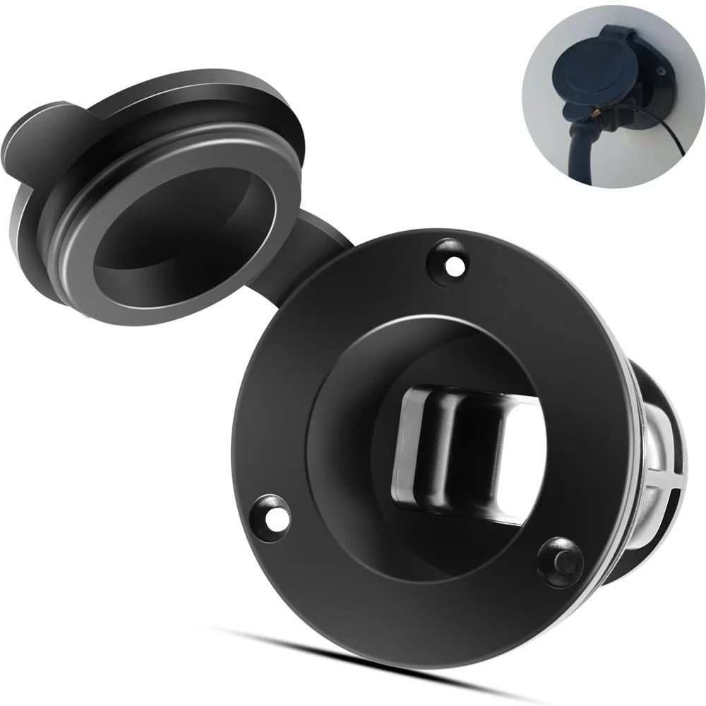 

1903012 Flush Mount Power Port for Cannon Downriggers Power Cable, Quick Connection, Black